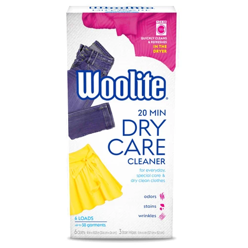 Summit Brands Woolite At-Home Dry Cleaner Dry Cleaning Cloths, Gentle Laundry Care for Special Fabrics and Dry-Clean-Only Clothes, Fresh Scent, 6 Cloths