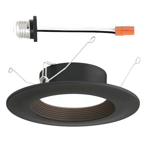 DESIGNERS FOUNTAIN LED Recessed Ceiling Light, 5/6 Inch 5CCT Downlight Metal Lighting Fixture, Dimmable, 1000 Lumens, 2700K/3000K/3500K/4000K/5000K, Black Baffle Retrofit Trimm, EVL61093T50BK