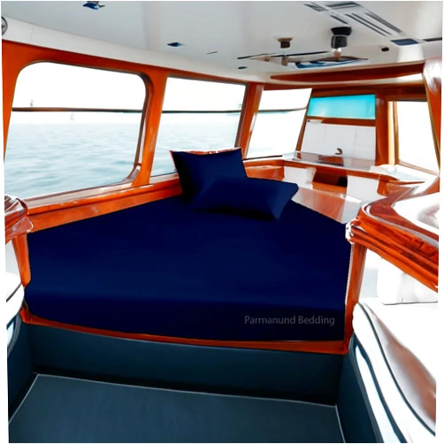 PARMANUND BEDDING Universal V Berth 3 Piece 100% Egyptian Cotton 800TC The Best Boat V Berth Bedding Fits mattresses up to 6” Depth Durable & Easy Washable - Great Gift for Boaters (Navy Blue)