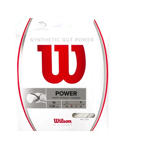WILSON Synthetic Gut Power Tennis String - Set and 200m Reel, 16 and 17 Gauge