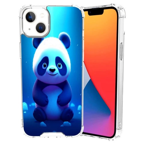 SHENCANG BLUE Clear Case for iPhone 15 14 12 13 11 7 8 6s 6 Pro Max Plus mini XR X XS Max SE with Panda-AZ605 Silicone TPU