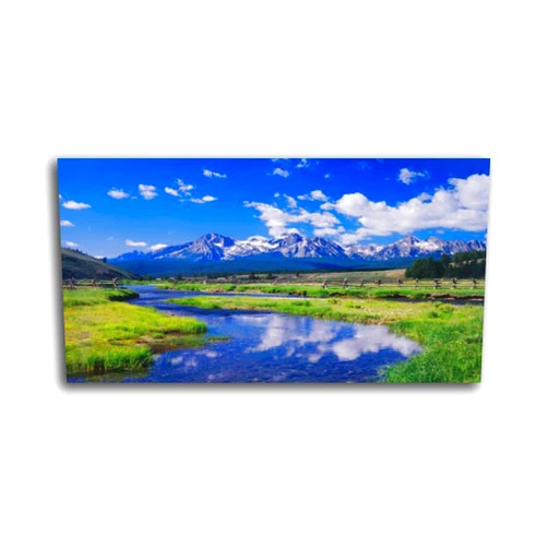 WRHIDBLSWRW 1p Wall Art Print On Canvas River and mountains in Sawtooth Mountain Range Idaho Modern Abstract Picture Poster for Home Decor Stretched and Framed Ready to Hang