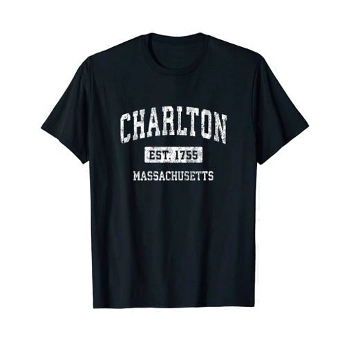 Charlton MA Retro T-Shirts & Tees Charlton Massachusetts MA Vintage Sports Established Design T-Shirt
