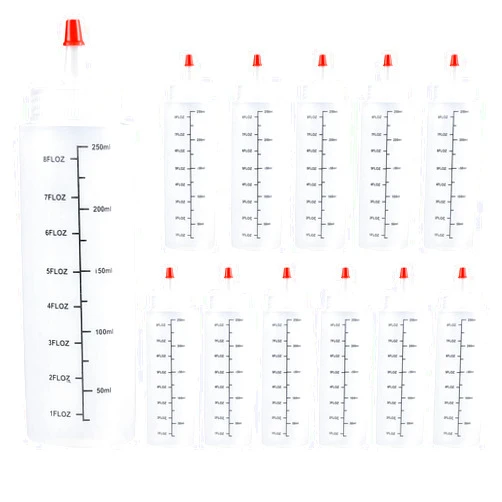 Shekure Squeeze Bottle, Shekure 12Pcs 8 Oz Premium Food Grade Plastic Bottles with Squeeze Top Caps for Icing Cookie Decorating Sauces Condiments Arts Crafts BPA Free