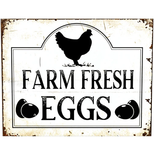 Lenrius Farm Fresh Egg Metal Tin Sign-Horizontal Outdoor Chicken Coop Sign-Farm Fresh Egg Metal Sign-Vintage Chicken Sign 8x12inch