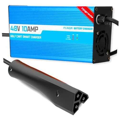 Flngr 48 Volt 10 Amp Golf Cart Battery Charger for EZGO RXV&TXT 3-pin Triangular Plug,Trickle Charge,4-6 Hour Full Charge,Only 5Lbs,Replace EZGO Charger 48 Volt