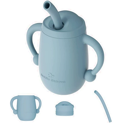 Cuddle Campus 100% Silicone Baby Training Cup, Shatterproof Toddler Sippy Cups with Straw, Open Cup for Baby, 6+ Months 4 Oz