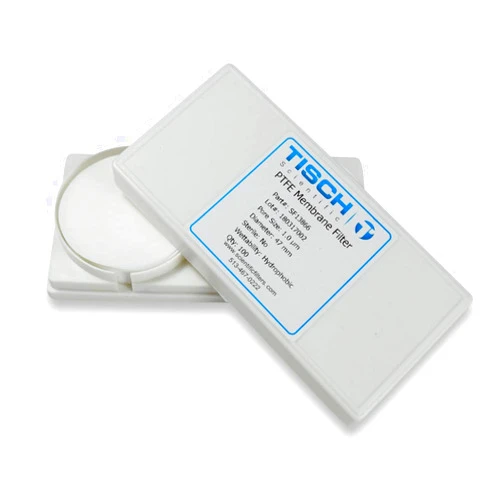 Tisch Scientific Tisch Brand SF13866 Polytetrafluoroethylene PTFE Membrane Filter, 1.0um, 47mm 1/pk/100 per pack | Wettability: Hydrophobic | Maximum Operating Temperature: 130 Degrees C | Flow Rate: 25 (ml/min@10psi)
