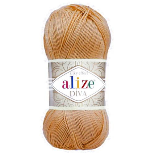 Alize Diva Silky Effect 100% Microfiber Acrylic Yarn 1 Ball skeins 100gr 383yds Color (369 - Caramel)