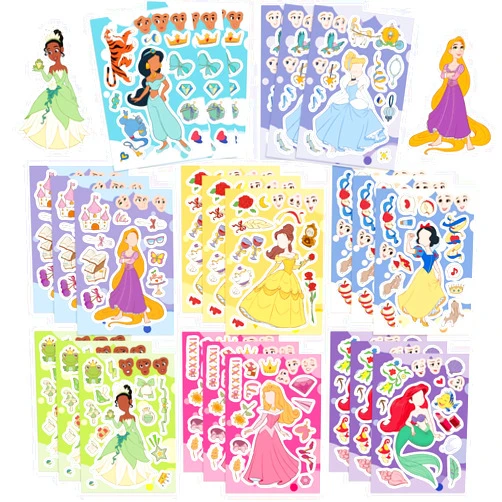 LXYRDHOQPW 24 Sheets Cartoon Princess Stickers Make Your Own Princess Stickers Make A Princess Stickers for Kids Party Favors,Classroom Rewards,Princess Themed Art Craft Supplies (princessGZ)