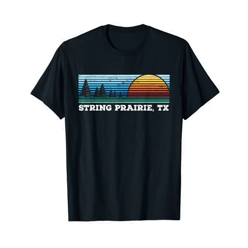 Vintage Sunset String Prairie, TX Souvenir Retro Sunset Stripes String Prairie, Texas T-Shirt