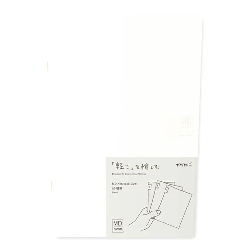 DESIGNPHIL Midori 15304006 Notebook, MD Notebook, Light, A5, Horizontal Rule, Set of 3, A