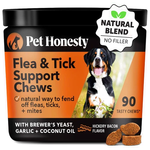 Pet Honesty Flea and Tick Prevention for Dogs Supplement - Natural Flea and Tick Chews for Dogs, Oral Pills with No Harsh Chemicals, Natural Way to Enjoy The Outdoors - Bacon (90 Count)