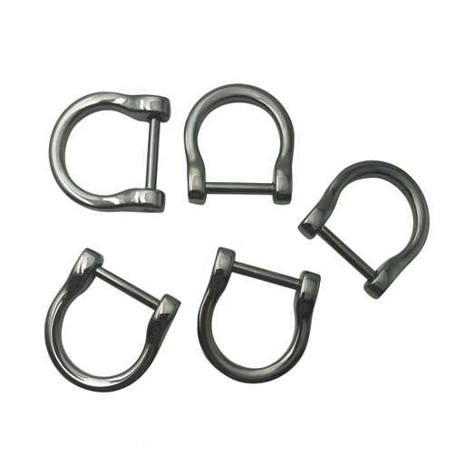 CYATHAGOR 5pcs 18mm D-Rings Horseshoe Shape D Ring,U Shape D Rings,Screw in Shackle Horseshoe Shape D Ring DIY Leather Craft Purse Keychain Accessories (Gunblack) Q309