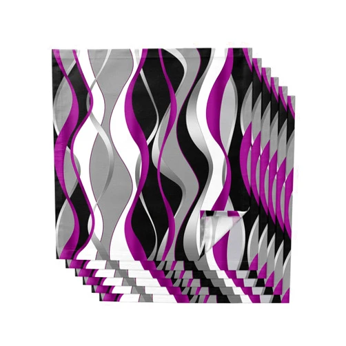 Jolunifun Abstract Purple Cloth Napkins Set of 6 - Washable Dinner Napkins Reusable Table Napkins for Home Party Weeding Dining Table Setting Decoration,Black Grey White Modern Abstract Stripes 20