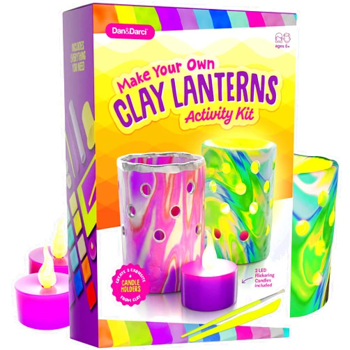 Dan&Darci Light-up Clay Lanterns Making Kit Activity for Kids & Tween Girls Ages 8-14 Year Old - Best DIY Arts & Crafts Kits Easter Gifts - Creative Toys for Preteen & Teenagers Art Projects (Lanterns)