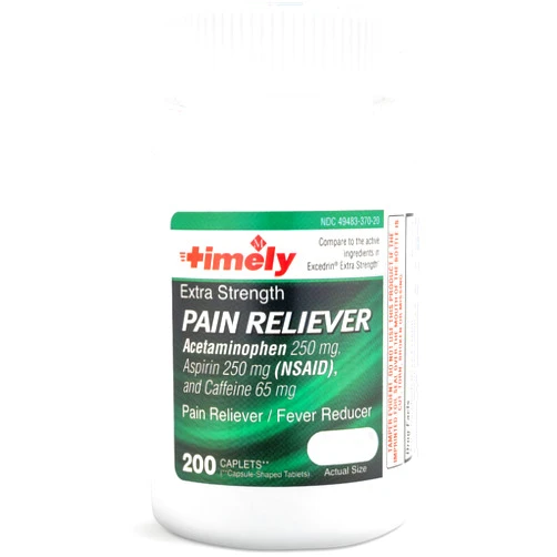TIME-CAP LABS, INC. Timely Extra Strength Headache Relief - Acetaminophen with Aspirin & Caffeine (200 Caplets) - Headache, Migraine & Back and Body Pain & Muscle Aches - Compares to Excedrin Extra Strength - Made In USA