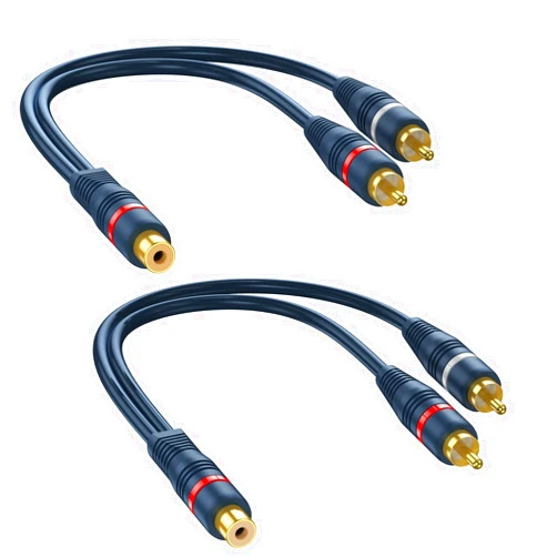 DteeDck RCA Splitter 1 Female to 2 Male 2 Pack, RCA Y Splitter RCA Audio Video Cable Splitter Adapter Dark Blue