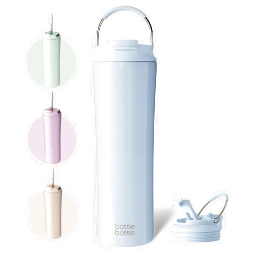 BOTTLE BOTTLE Insulated Water Bottle Coffee Tumblers with Dual-use Lid and Straw Double Walled Iced Travel Coffee Mug for Woman and Man 24oz Stainless Steel Tumbler with Handle