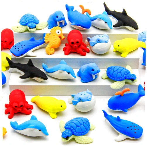 Satomoto 40 pcs Sea Animal Erasers for Kids Desk Pet, 3D Take Apart Animal Pencil Erasers for Kids Classroom Prizes, Class Treasure Box,Game Rewards,Party Favors