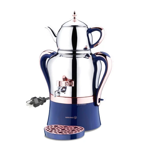 Hakan Korkmaz Tea Maker Set | Stainless Steel Samovar, Electric Teapot Set for Gift, Housewarming, Family Gathering | Inox-Rose Gold, 110 US Volts