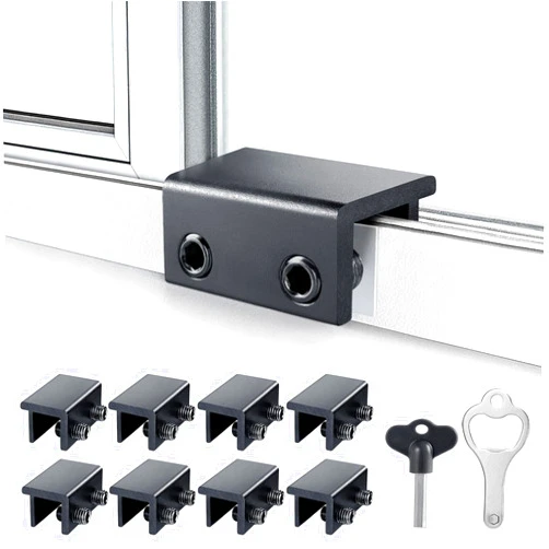 ZRFCXE Window Locks (8 Sets), Window Locks for Up and Down Windows, Sliding Window Locks, Window Locks for Horizontal Sliding Windows, Child Proof Window Locks Security, Adjustable Window Stoppers (Black)