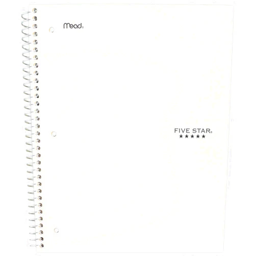 Five Star Spiral Notebook, 3-Subject, Wide Ruled Paper, 10-1/2