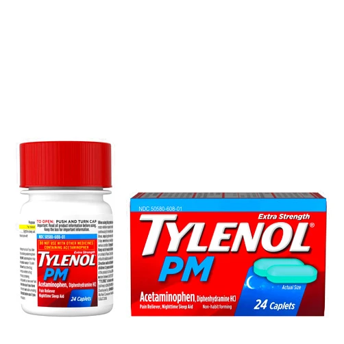 Tylenol PM Extra Strength Pain Reliever & Sleep Aid Caplets, 500 mg Acetaminophen, 24 ct 24ct