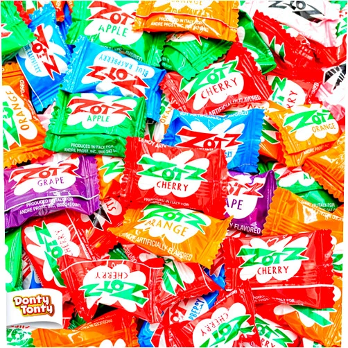 Donty-Tonty ZOTZ FIZZY Candy 1 lb – Bulk Bag, Assorted Fruit Flavors, Fizzing Candies, Individually Wrapped (82 Pieces)