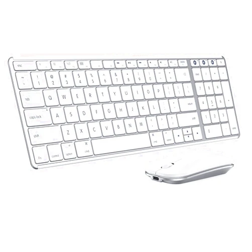 Seenda Wireless Bluetooth Keyboard and Mouse for Mac, Multi-Device Rechargeable Keyboard and Mouse Stainless Steel Full Size, Compatible with MacBook Pro/Air, iPad, iMac - White Silver
