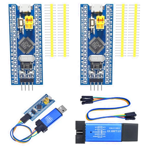 ALMOCN 2PCS STM32F103C8T6 ARM STM32 Minimum System Development Board STM32F103C8T6 Core Learning Board + 1PCS ST-Link V2 Emulator Downloader Programmer, Random Color