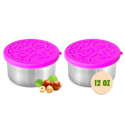TAVVA 2X12oz Stainless Steel Snack Containers with Lids - Metal Food Storage, Stainless Steel Containers with Lids