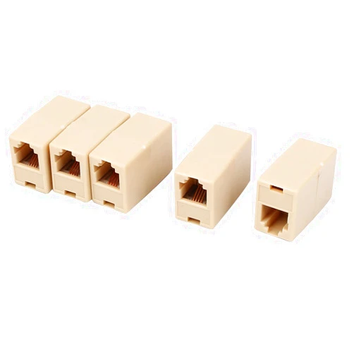 uxcell Plastic RJ11 6P4C Cable Connector for Landline Telephone 5 Pieces, Beige
