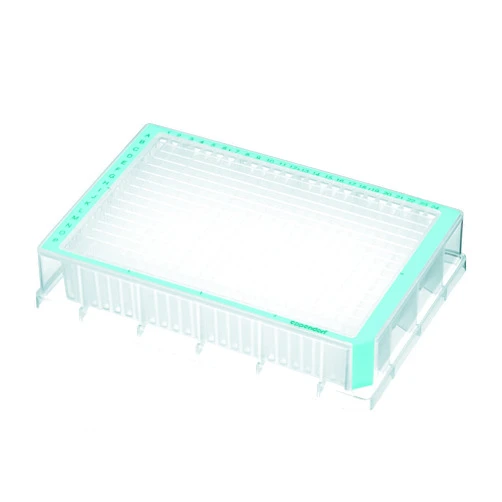Eppendorf 951031381 Protein LoBind Deepwell Plate with 384 Wells, 200 microliter Volume, Blue Border (Pack of 40)