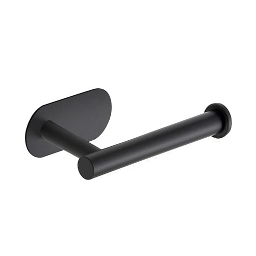 JOY DECOR 1 Pack Adhesive Toilet Roll Holder Stand - Matte Black SUS304 Stainless Steel, Rustproof Toilet Paper Holder No Drilling Tissue Holder for Kitchen Bathroom Wall Mount Bathroom Tissue Holder
