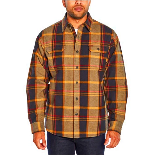 Orvis Big Bear Heavyweight Double Brushed Flannel Button Down Shirt with Hand Warmer Pockets (Adams Plaid, L)