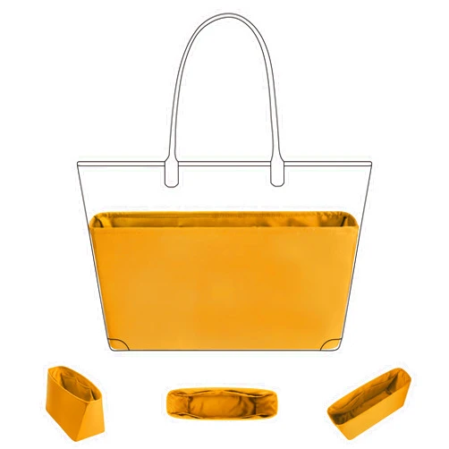 DGAZ Silk Purse Organizer Insert For Goyard Anjou/Artois/Staint Louis bag，Silky Smooth Bag Organizer，Luxury Handbag & Tote Shaper(Anjou-mini,Jaune amber)