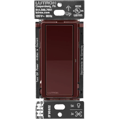Lutron Claro Smart Switch for Caseta Smart Lighting (Lutron Smart Hub Required), for LED Lights and Fans, 5 Amp, Single-Pole/3-Way, Neutral Required, DVRF-5NS-BR, Brown