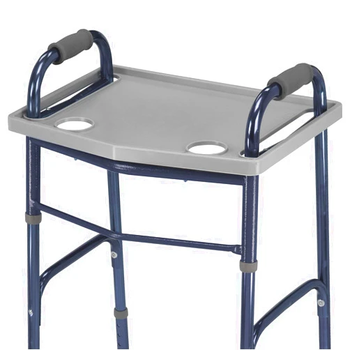 DMI Walker Tray With Cup Holders, Walker Tray For Folding Walkers, Gray