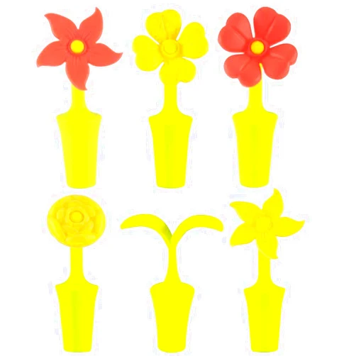 Top Topolopyfeely Cute Wine Stoppers Silicone Wine Bottle Stopper Joie Wine Stopper - Set of 6 Color Flowers