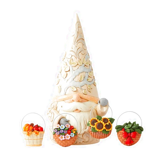 Enesco Jim Shore Heartwood Creek Four Seasons Gnome Statue with 4 Baskets Figurine 16.5 Inch Multicolor