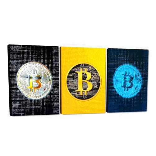 MAMAGO Canvas Wall Art Inspirational Motivational Pictures 3 Pieces Bitcoin Painting Modern Posters Prints Artwork Home Decorations for Living Room Bedroom Office Framed Ready to Hang - 12