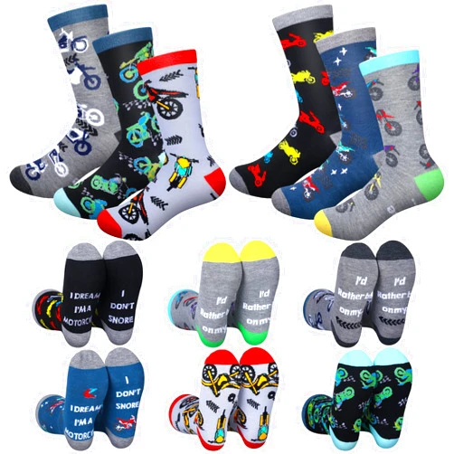 Haysandy 6 Pairs Motorcycle Socks for Men Motorcycle Gifts for Motorcycle Riders Motorbike Lovers Motorcycle Accessories