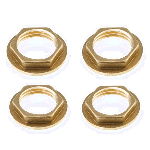MEETOOT 4pcs Brass Lock Nuts Pipe Fitting 1/2 Inch NPT Female Lock Nut Gasket NPT Female Brass Flange Hex Lock Nut Suitable for Water, Gas, Oil