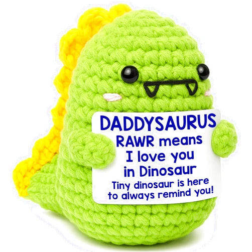OCCdesign Mini Fathers Day Dad Gifts from Daughter Son Wife I Love You Daddy Handmade Crochet Father's Day Dinosaur Gift for Daddy New Bonus Step Dads Father in Law Husband Father Day Birthday Gift Ideas