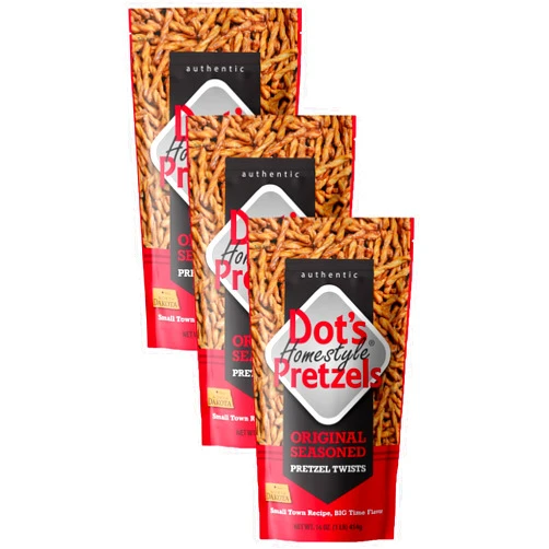 Dot's Homestyle Pretzels Dot's Pretzels Original Seasoned Pretzel Twists, Healthy Kids Snacks, 16oz Grocery Sized Bag (Pack of 3)