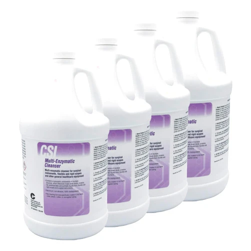 CSI Central Solutions Multi Enzymatic Cleaner - Hospital Grade Medical Instrument Cleaner for Presoak, For Ultrasonic Cleaner Machines and Manual Processing, 1 Gal, 4 Pack