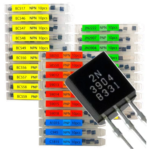 EEEEE 30 Kinds 300pcs Assorted Type General Purpose TO92 Transistors PNP NPN Bipolar Power Transistor Assortment Kit with Individual Compartment (300pcs 30 Models)