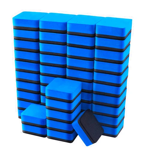 Favide Favourde 48 Pack Magnetic Whiteboard Dry Erase Erasers Chalkboard Cleansers for Classroom, Home and Office (Blue)