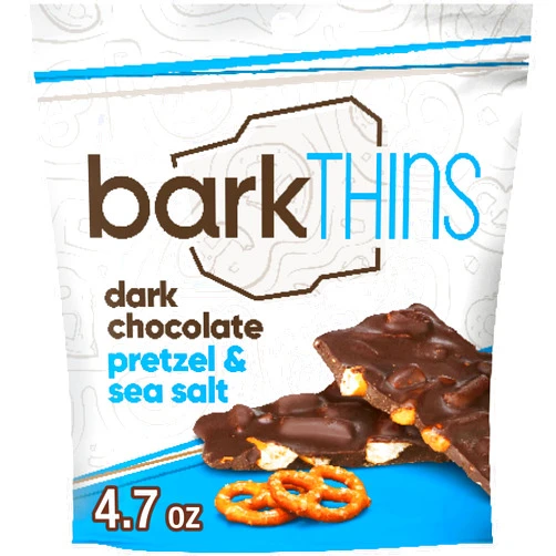 barkTHINS Dark Chocolate, Pretzel and Sea Salt Snacking Chocolate Bag, 4.7 oz